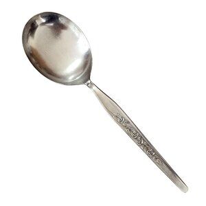 Elden Vintage Rose Casserole Spoon Stainless  8.5" Midcentury Colonial floral ED